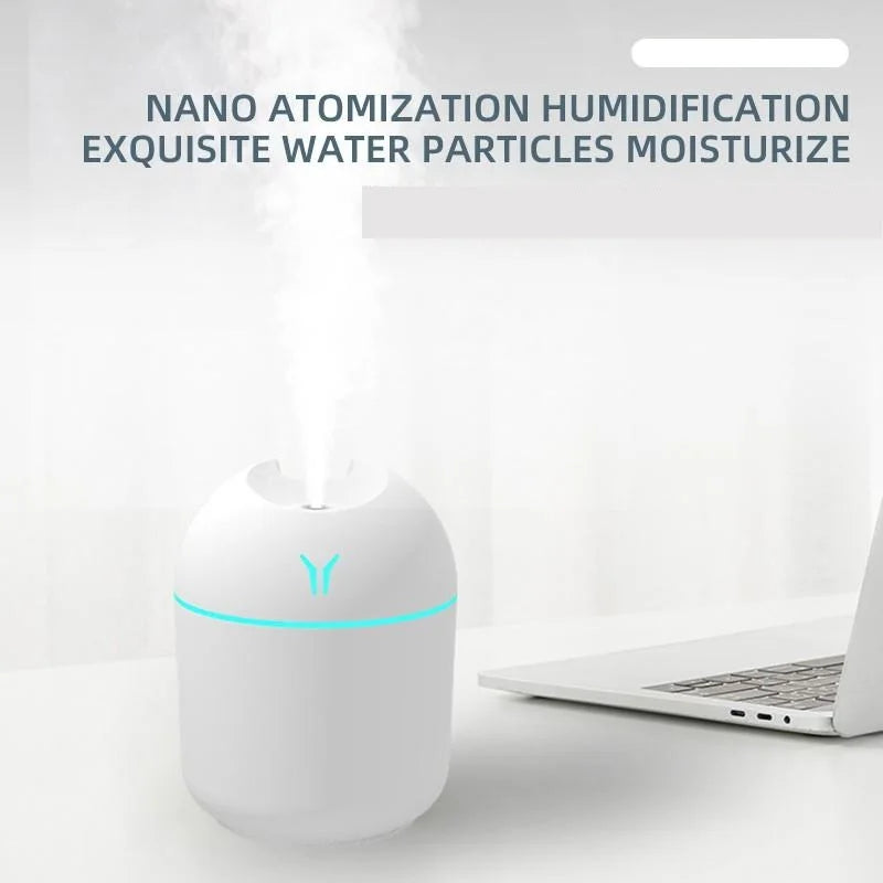 USB Mini Air Humidifier & Aroma Diffuser – Ultrasonic Mist, LED Color Lamp, Perfect for Home or Car!