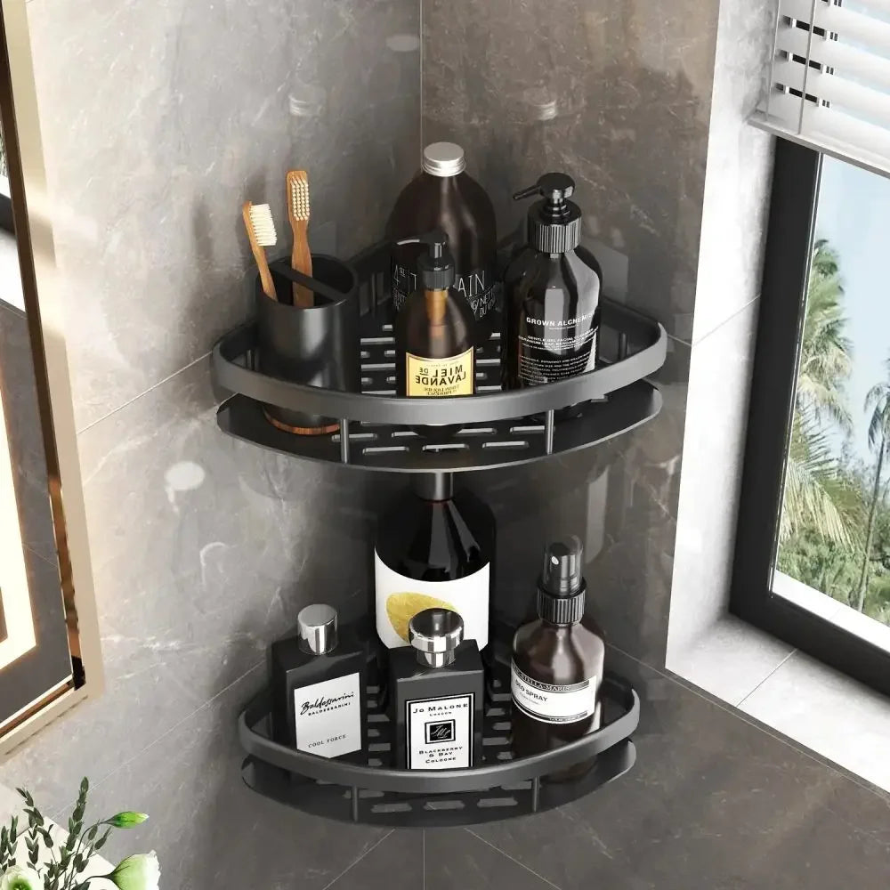 Instant Bathroom Organization – No-Drill Corner Shelf Rack!