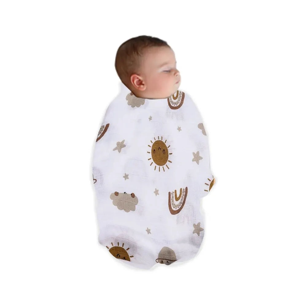 Cozy Bamboo Cotton Muslin Swaddle – Soft, Cute, and Perfect for Baby's Skin!