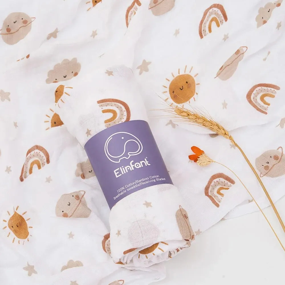 Cozy Bamboo Cotton Muslin Swaddle – Soft, Cute, and Perfect for Baby's Skin!