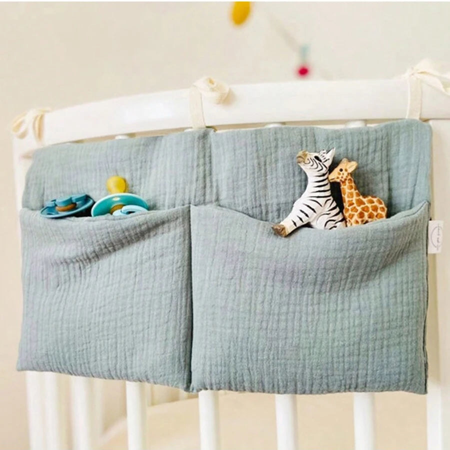 Multifunctional Crib Storage Bag, Baby Diaper & Headboard Organizer!