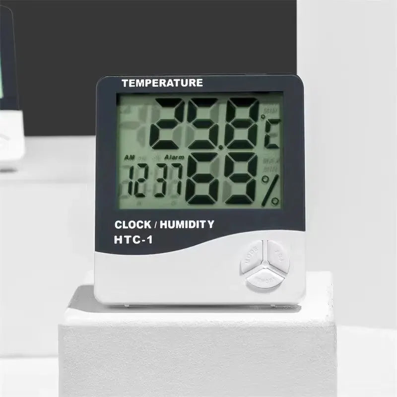 5-in-1 Digital Thermometer: Clock, Alarm, Hygrometer, Calendar. Large Screen, Mountable!