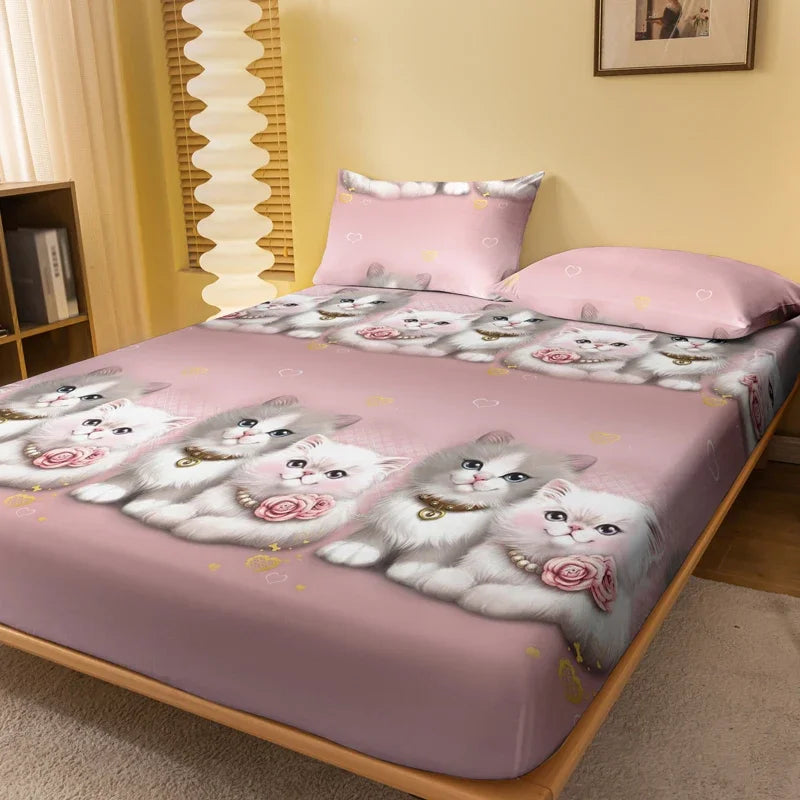 Cozy cat-patterned frosted bedspread for a playful touch!