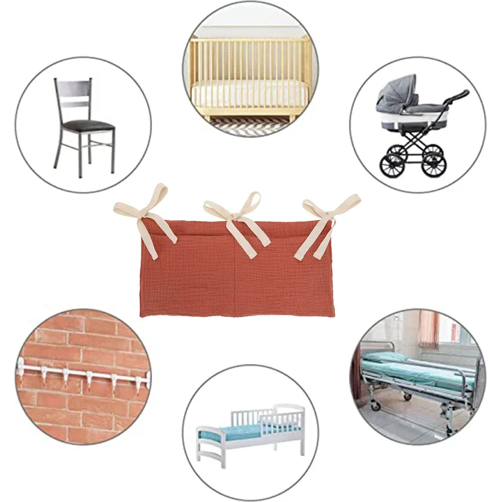 Multifunctional Crib Storage Bag, Baby Diaper & Headboard Organizer!