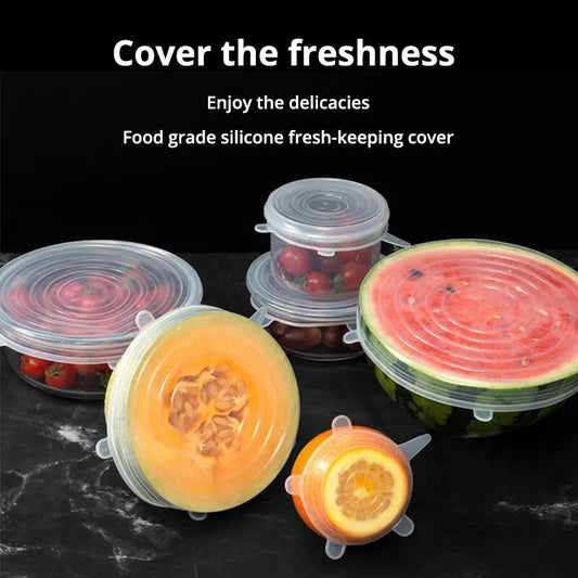 6Pcs Transparent Silicone Stretch Bowl Covers – Fresh-keeping & Sealed!