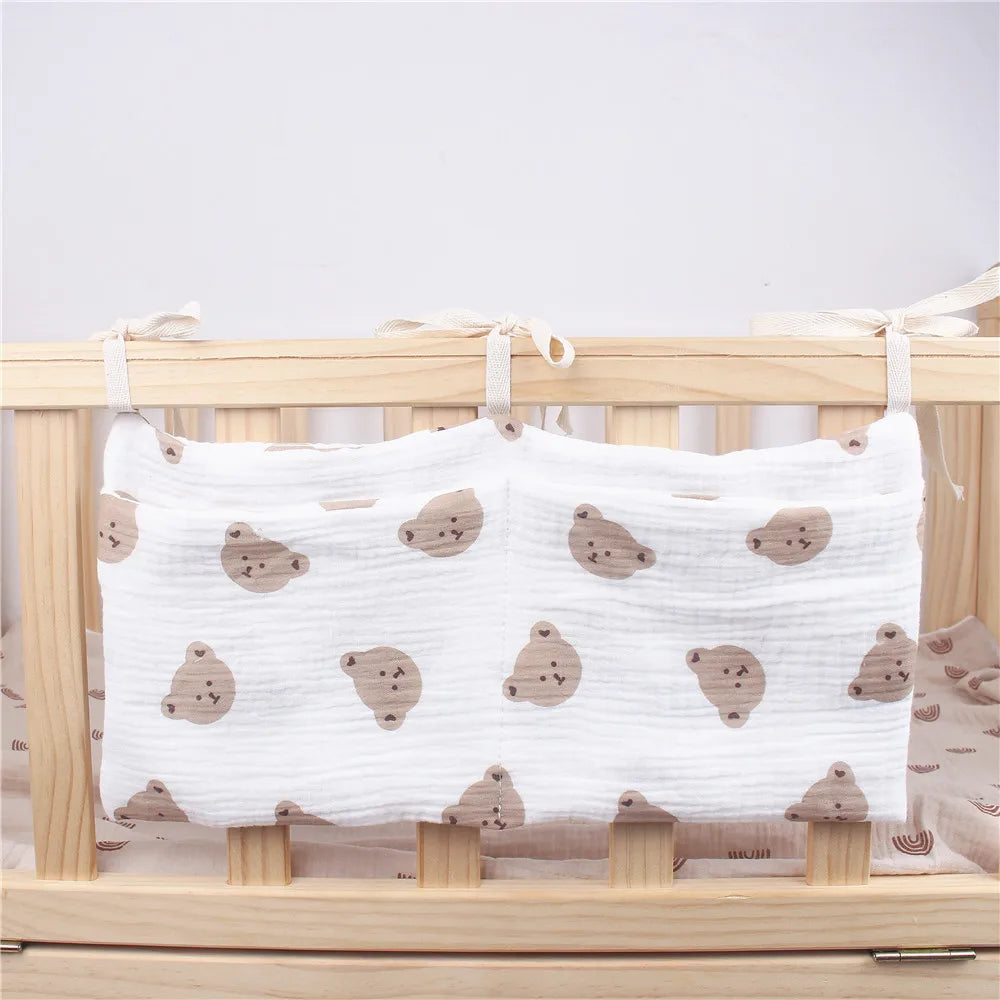 Multifunctional Crib Storage Bag, Baby Diaper & Headboard Organizer!