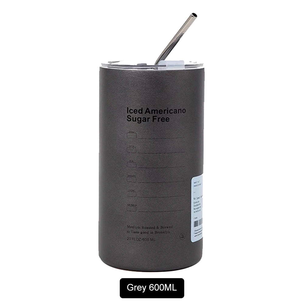 Premium 304 Stainless Steel Coffee Thermos – Double-Layer Insulated Straw Cup!