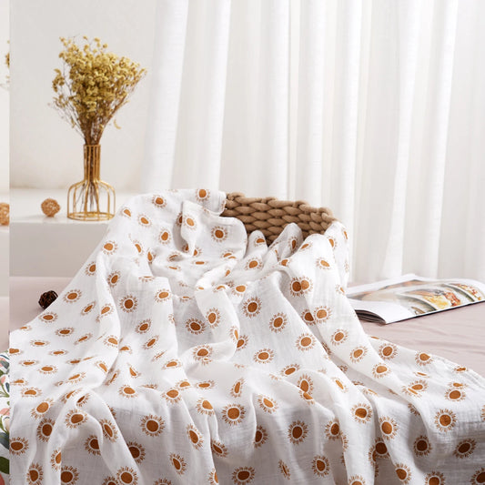 Cozy Bamboo Cotton Muslin Swaddle – Soft, Cute, and Perfect for Baby's Skin!