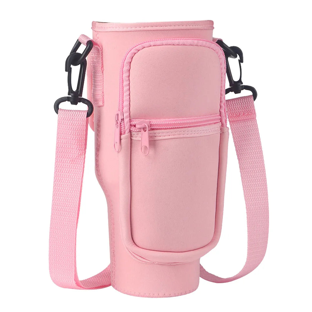 40oz Neoprene Water Bottle Carrier for Stanley Quencher Cup – Insulated Sleeve with Adjustable Shoulder Strap