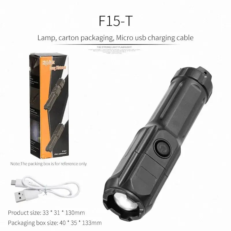 4-in-1 LED Tactical Flashlight: Strong, Zoomable, USB Rechargeable, and Long-Range—Perfect for Camping and Outdoor Adventures!