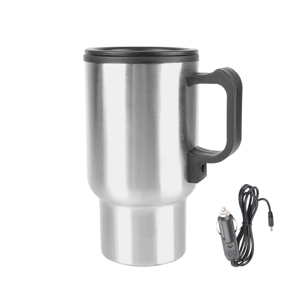 12V Electric Car Kettle – 450ml Stainless Steel, Fast Heating for Coffee, Tea on the Go!