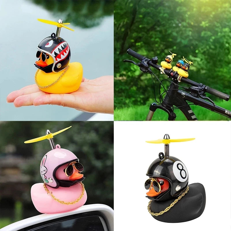 Adorable Duck with Helmet – Fun Motorcycle Rider Car Decor, Perfect for Cycling & Biker Vibes!