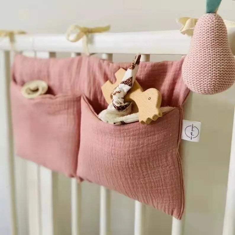 Multifunctional Crib Storage Bag, Baby Diaper & Headboard Organizer!