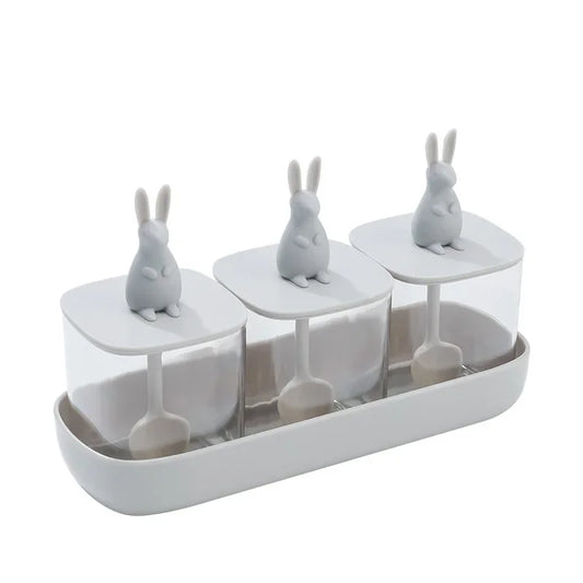 Cartoon Animal Condiment Set – Rabbit/Mouse Spoon Cover & Seasoning!