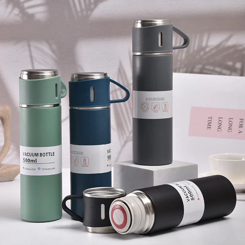 500ML Stainless Steel Vacuum Insulated Bottle – Stylish Coffee Mug & Thermos Gift Set!