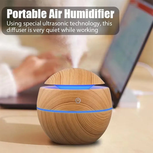 USB Ultrasonic Aroma Diffuser – Compact, Stylish Wood Grain Design for Fresh, Fragrant Air Anywhere!