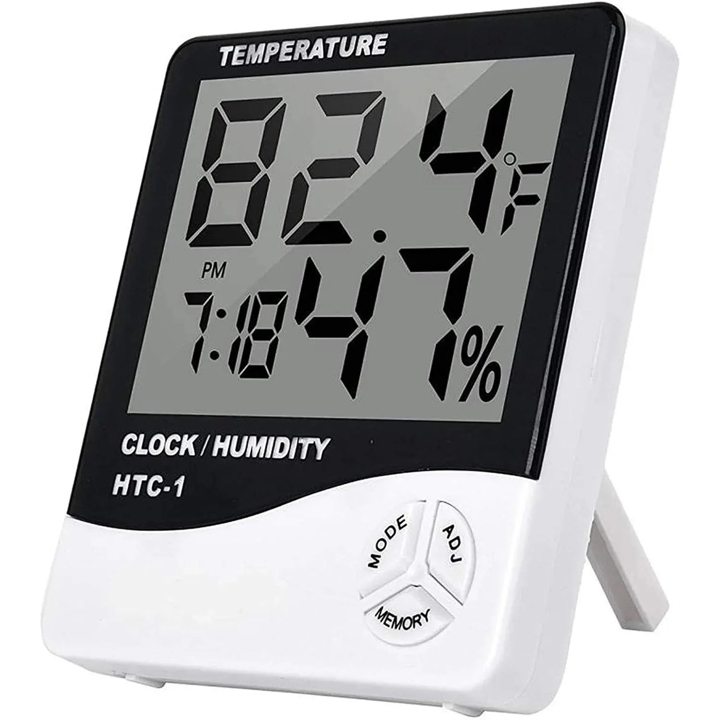 5-in-1 Digital Thermometer: Clock, Alarm, Hygrometer, Calendar. Large Screen, Mountable!