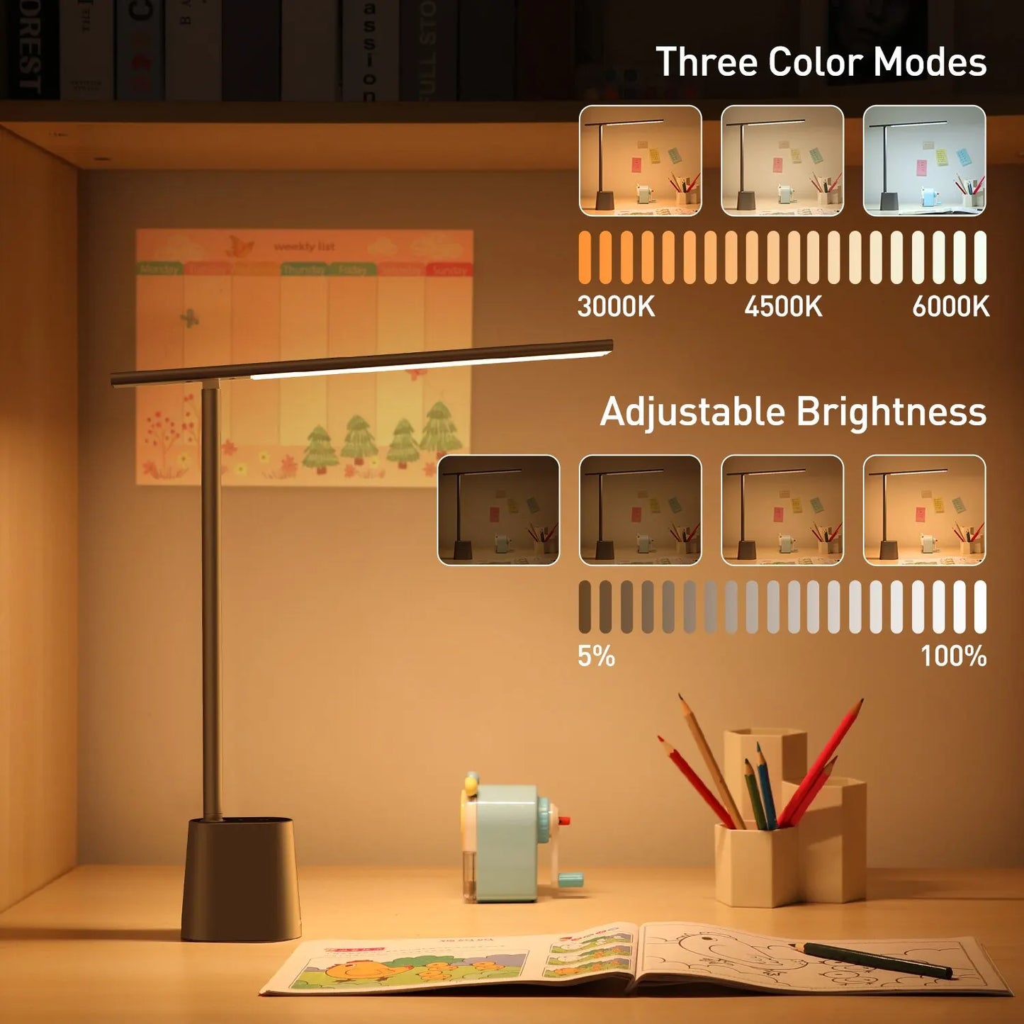 LED Foldable Desk Lamp – Dimmable, Eye-Protecting & Smart Control!