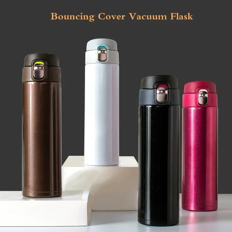 500ML Stainless Steel Vacuum Flask – Bouncing Cover Thermos Cup!