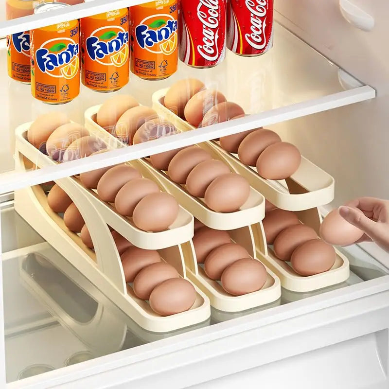 Automatic Rolling Double-Layer Egg Dispenser, Holds 15 Eggs!