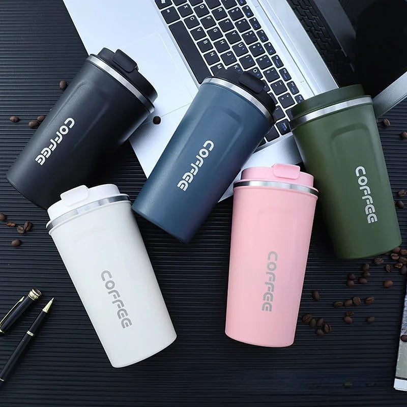 Stainless Steel Leak-Proof Travel Mug – Coffee & Tea Thermos for Office & On-the-Go!