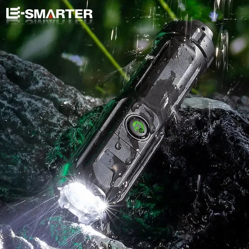 4-in-1 LED Tactical Flashlight: Strong, Zoomable, USB Rechargeable, and Long-Range—Perfect for Camping and Outdoor Adventures!