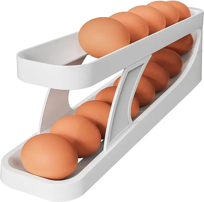 Automatic Rolling Double-Layer Egg Dispenser, Holds 15 Eggs!